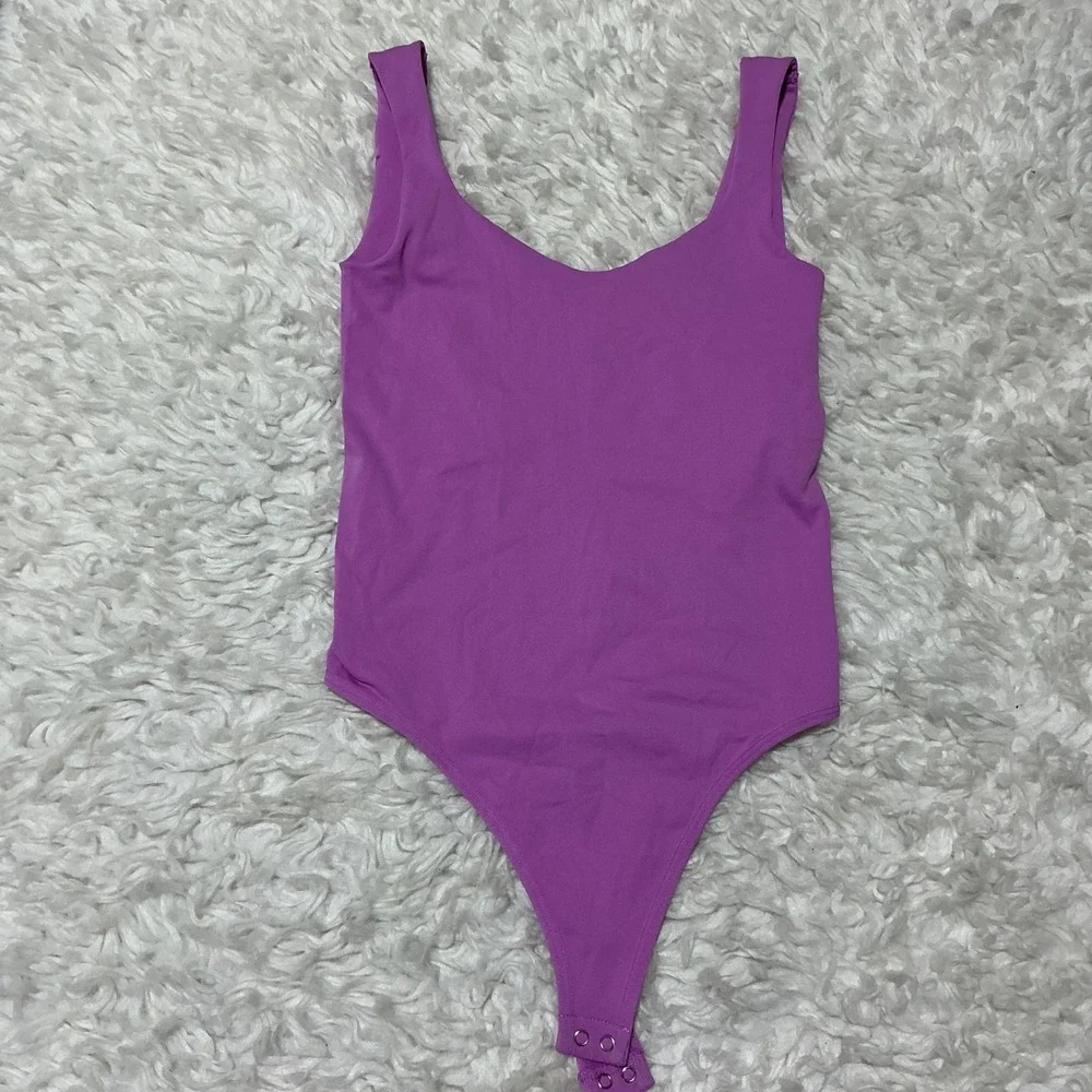 Free People Intimately Bodysuit Purple Scoop Neck Thong Snap XS/S Sleeveless Top